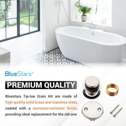 [Lifetime Warranty] Tip-Toe Tub Trim Kit Set with Two-Hole Overflow Faceplate - Fits US Standard Sizes 1.40â€-1.50â€ - Nickel thumbnail 5
