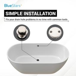 [Lifetime Warranty] Tip-Toe Tub Trim Kit Set with Two-Hole Overflow Faceplate - Fits US Standard Sizes 1.40â€-1.50â€ - Nickel thumbnail 6
