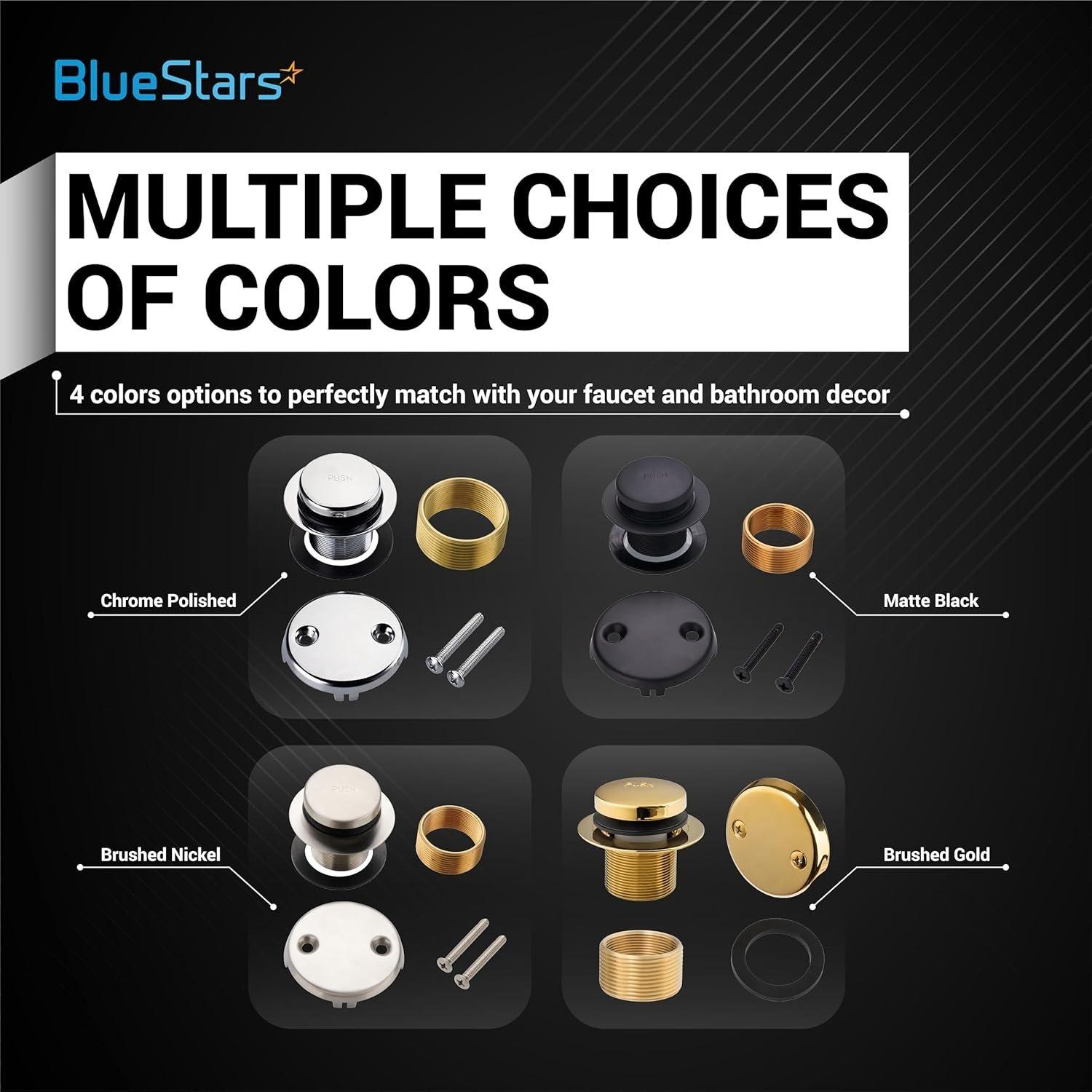 [Lifetime Warranty] Tip-Toe Tub Trim Kit Set with Two-Hole Overflow Faceplate - Fits US Standard Sizes 1.40â€-1.50â€ - Nickel image 3