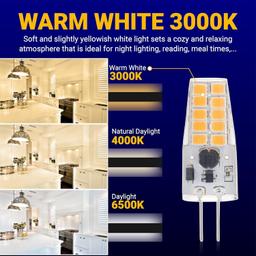 [Lifetime Warranty] G4 LED Bulb 2W Equivalent 30W Warm White 3000K 250Lm 360°Beam Angle AC/DC 12V G4 Bi-Pin Base - T3 Halogen Bulb Replacement - Dimmable - Pack of 10 thumbnail 3