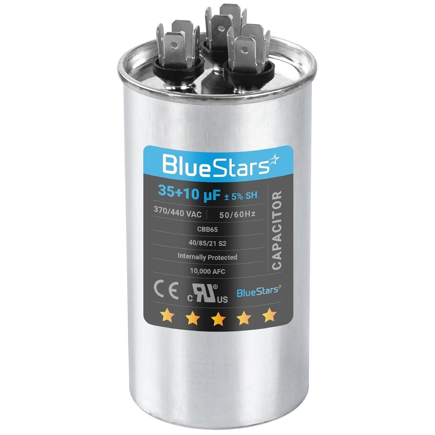 [Lifetime Warranty] 35+10 uF MFD ±5% 370/440 VAC CBB65 CBB65B Dual Run Start Round Capacitor - Fits Condenser, Heat Pump, AC Motor image 0