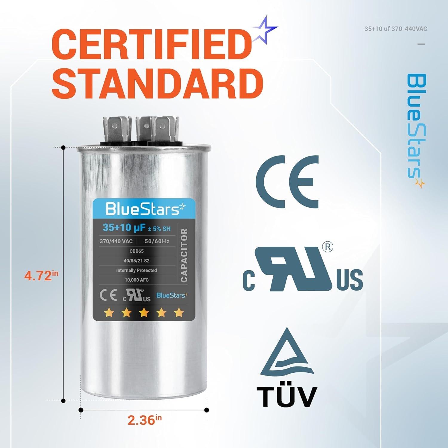 [Lifetime Warranty] 35+10 uF MFD ±5% 370/440 VAC CBB65 CBB65B Dual Run Start Round Capacitor - Fits Condenser, Heat Pump, AC Motor image 2