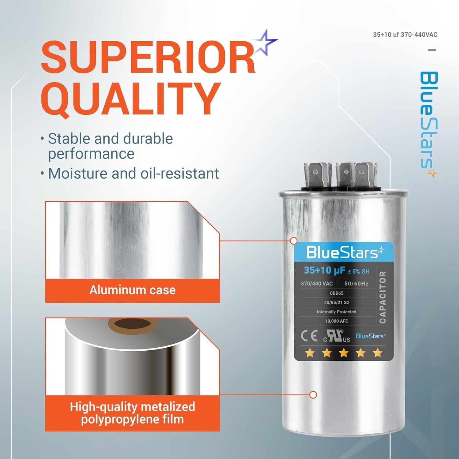 [Lifetime Warranty] 35+10 uF MFD ±5% 370/440 VAC CBB65 CBB65B Dual Run Start Round Capacitor - Fits Condenser, Heat Pump, AC Motor image 7