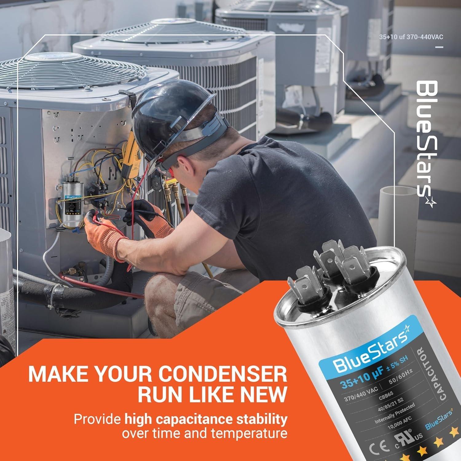 [Lifetime Warranty] 35+10 uF MFD ±5% 370/440 VAC CBB65 CBB65B Dual Run Start Round Capacitor - Fits Condenser, Heat Pump, AC Motor image 5