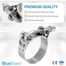Pack of 2 4" T-Bolt Hose Clamps with Working Range 108mm - 116mm, 304 Stainless Steel thumbnail 2