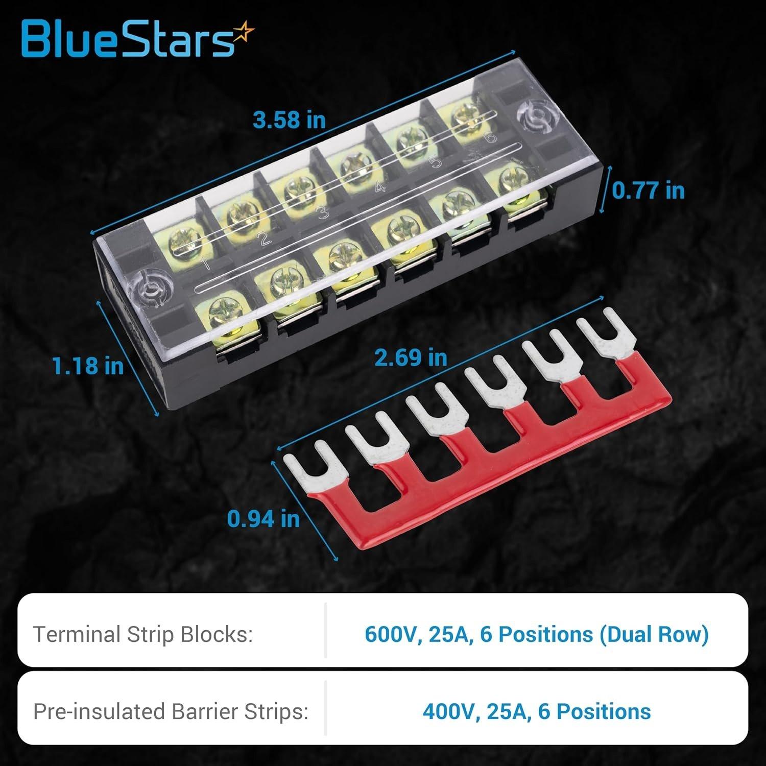 [Lifetime Warranty] 6 Positions Terminal Strip Blocks 600V 25A and 400V 25A 6 Positions Pre-Insulated Terminals Barrier Strip image 6