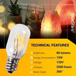 [Lifetime Warranty] E12 T20 Salt Lamp Bulb 120V 15W, 2700K Warm White - Pack of 8 thumbnail 1