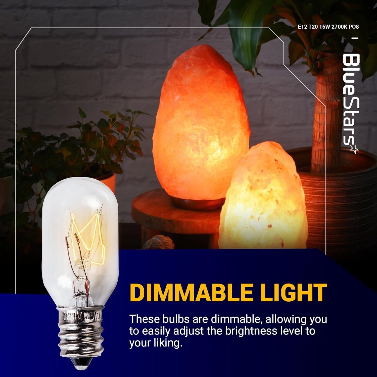 [Lifetime Warranty] E12 T20 Salt Lamp Bulb 120V 15W, 2700K Warm White - Pack of 8 image 4