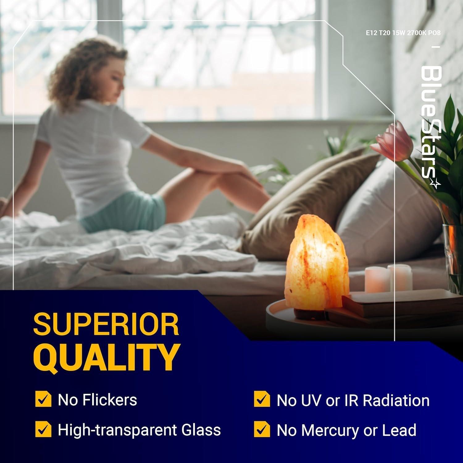 [Lifetime Warranty] E12 T20 Salt Lamp Bulb 120V 15W, 2700K Warm White - Pack of 8 image 5