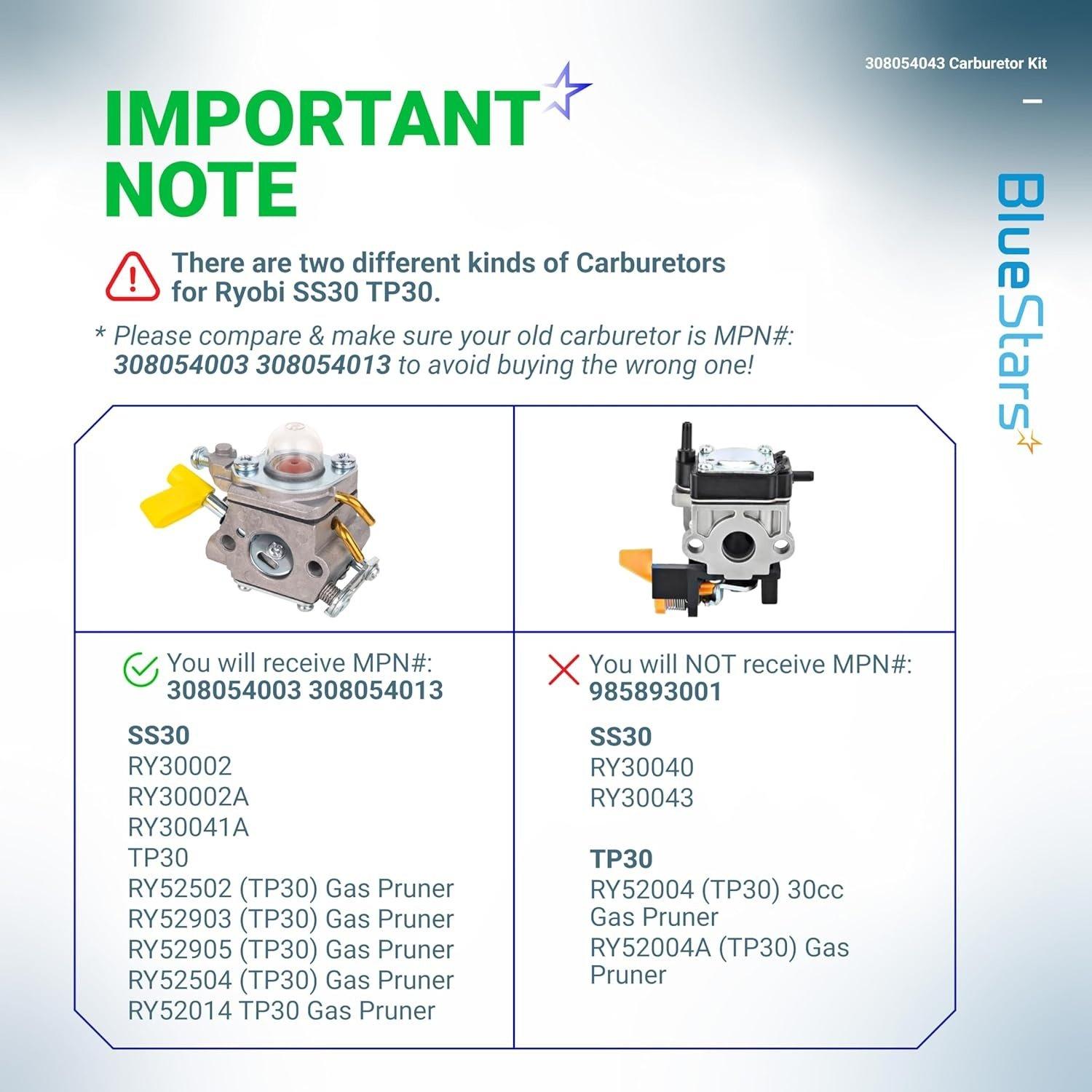 [Lifetime Warranty] 308054043 CS26 CS30 Carburetor Kit image 4