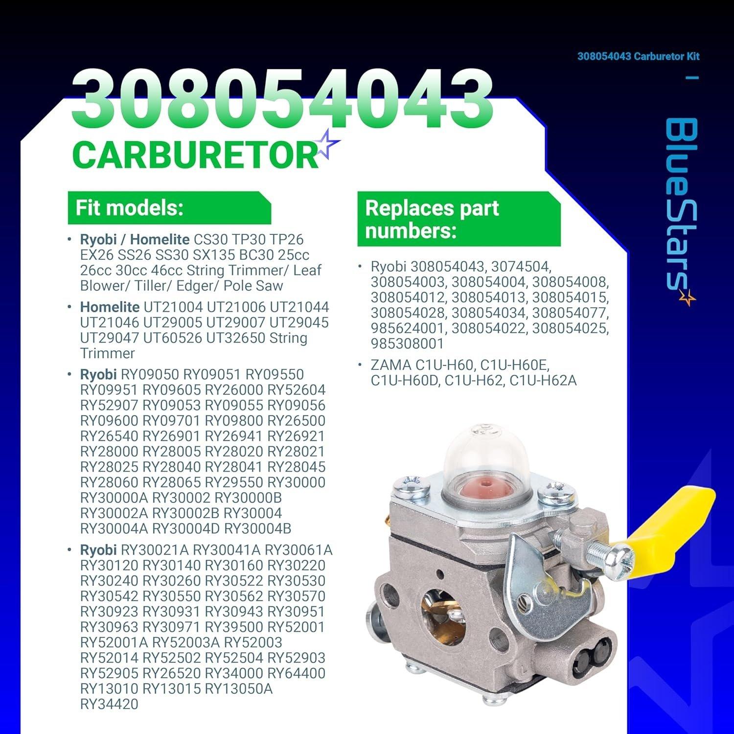 [Lifetime Warranty] 308054043 CS26 CS30 Carburetor Kit image 5