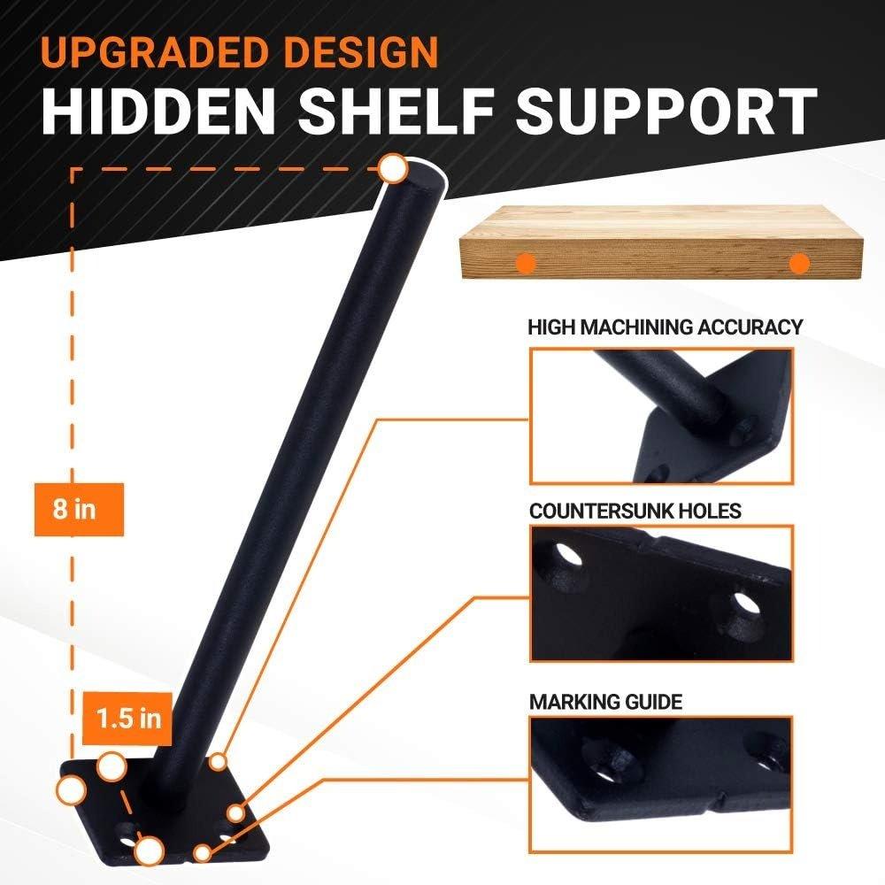 4 Pcs 8” Rustproof Floating Shelf Bracket image 3