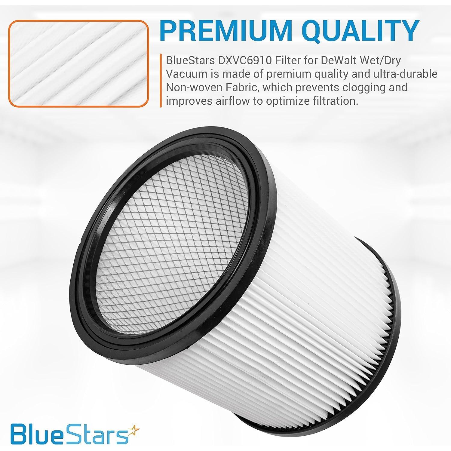 [Lifetime Warranty] DXVC6910 Cartridge Filter Replacement for DEWALT 6-16 Gallon Wet Dry Vacuum Cleaner DXV06P DXV09P DXV09PA DXV10P DXV10PL DXV10S DXV10SA DXV10SB DXV12P DXV14P - Pack of 2 image 2