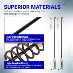 [Lifetime Warranty] W10780048 Washer Suspension Rod Kit 23.6" - Compatible with Whirlpool Maytag Roper Amana Kenmore and Admiral Washers - Replaces W10257087 W10257088 10349191 W10349193 - Pack of 4 thumbnail 4