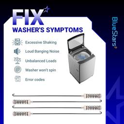 [Lifetime Warranty] W10780048 Washer Suspension Rod Kit 23.6" - Compatible with Whirlpool Maytag Roper Amana Kenmore and Admiral Washers - Replaces W10257087 W10257088 10349191 W10349193 - Pack of 4 thumbnail 1
