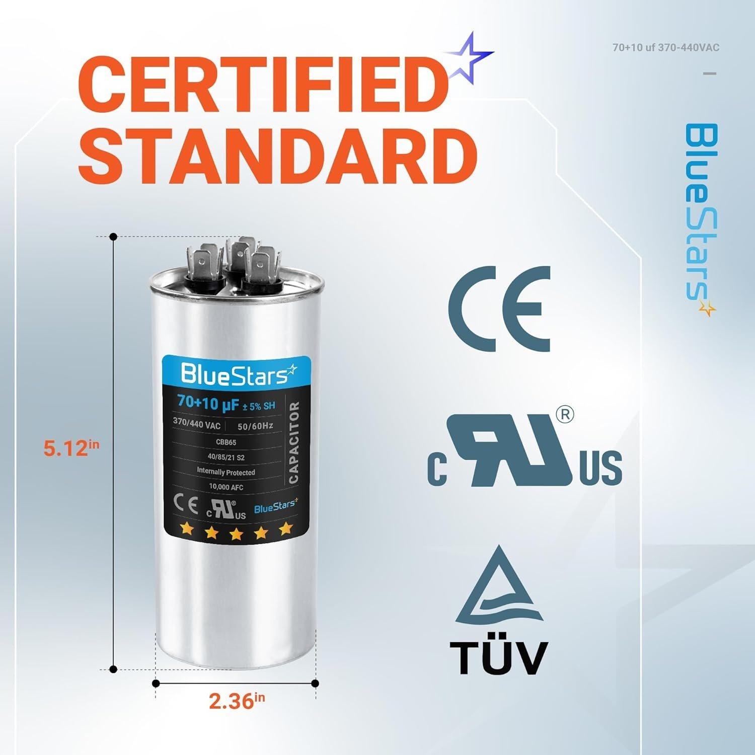 [Lifetime Warranty] 70+10 uF MFD Â±5% 370/440 VAC CBB65 50/60 Hz Dual Run Start Capacitor - Fits AC Unit Fan Motor, Heat Pump image 6