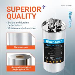 [Lifetime Warranty] 70+10 uF MFD Â±5% 370/440 VAC CBB65 50/60 Hz Dual Run Start Capacitor - Fits AC Unit Fan Motor, Heat Pump thumbnail 1