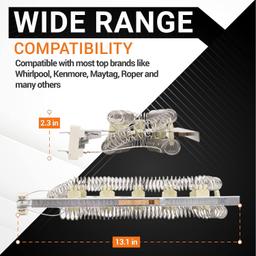 [Lifetime Warranty] WP3387747 3387747 Dryer Heating Element Kit For Whirlpool Kenmore Elite He2 He3 GEW9250PW0 GEW9250PW1 MEDB835DW4 WED5100HW1 GEW9200LW1 GEW9250PW0 GEQ9800PW1 WED8300SW2 Maytag Bravos thumbnail 2