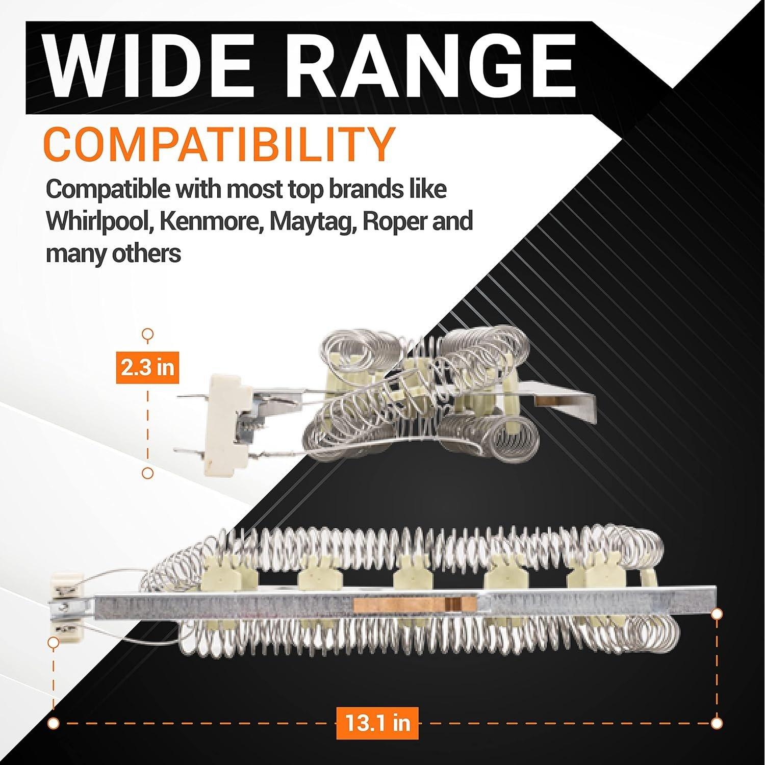 [Lifetime Warranty] WP3387747 3387747 Dryer Heating Element Kit For Whirlpool Kenmore Elite He2 He3 GEW9250PW0 GEW9250PW1 MEDB835DW4 WED5100HW1 GEW9200LW1 GEW9250PW0 GEQ9800PW1 WED8300SW2 Maytag Bravos image 2