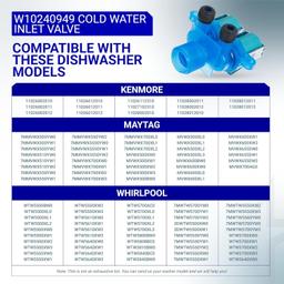 [Lifetime Warranty] W10240948 Washer Hot Water Inlet Valve W10240949 Cold Water Inlet Valve - For Whirlpool Maytag Front Load Washers MVWX655DW1 WTW5700XW3 - Replaces 33390115 33390116 AP6327638 AP6285450 thumbnail 8