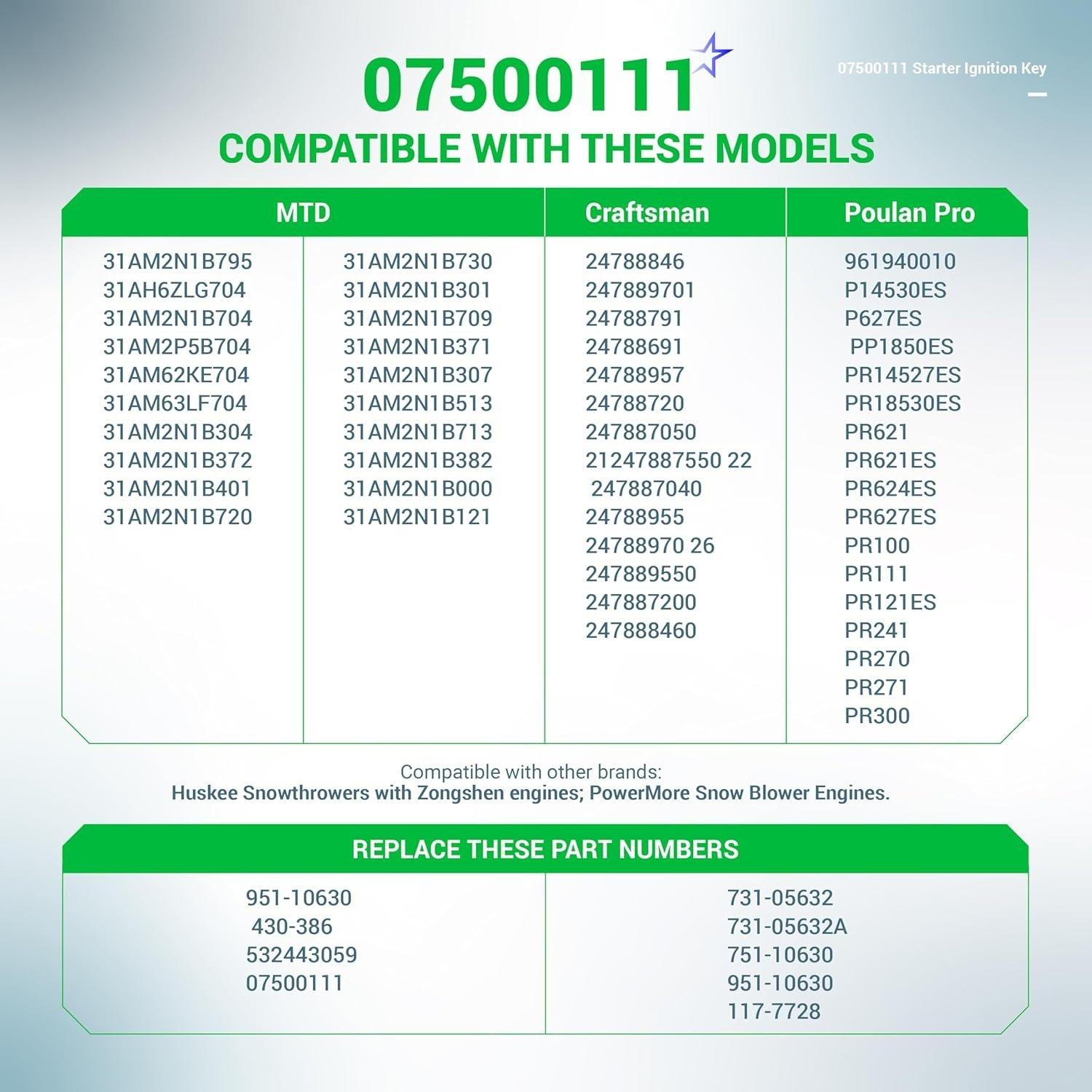 [Lifetime Warranty] 07500111 Snow Thrower Snowblower Starter Ignition Key - Pack of 4 image 4