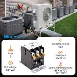 3 Pole FLA Contactor 40 Amp 240 VAC Coil Condenser Compressor AC Definite Purpose Contactor thumbnail 5