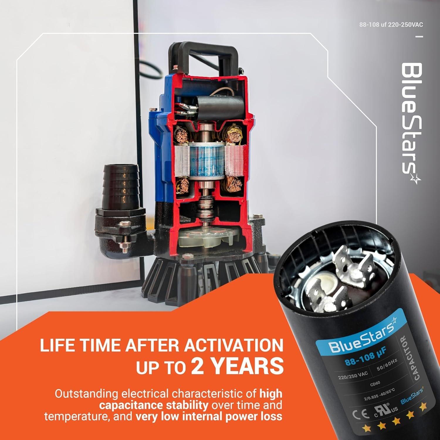 [Lifetime Warranty] 88-108 uF MFD 220-250 VAC Round Motor Start Capacitor 50/60 Hz - Fits AC Motor Run, Fan Start, Heat Pump image 1