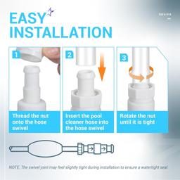 [Lifetime Warranty] D20 Pool Cleaner Hose Swivel & D15 Hose Nut Kit thumbnail 6
