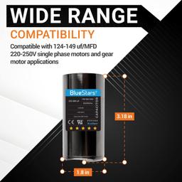 [Lifetime Warranty] 124-149 uF MFD 220-250 VAC Round Start Capacitor - Fits AC Motor Run, Fan Start, Heat Pump - Pack of 2 thumbnail 6