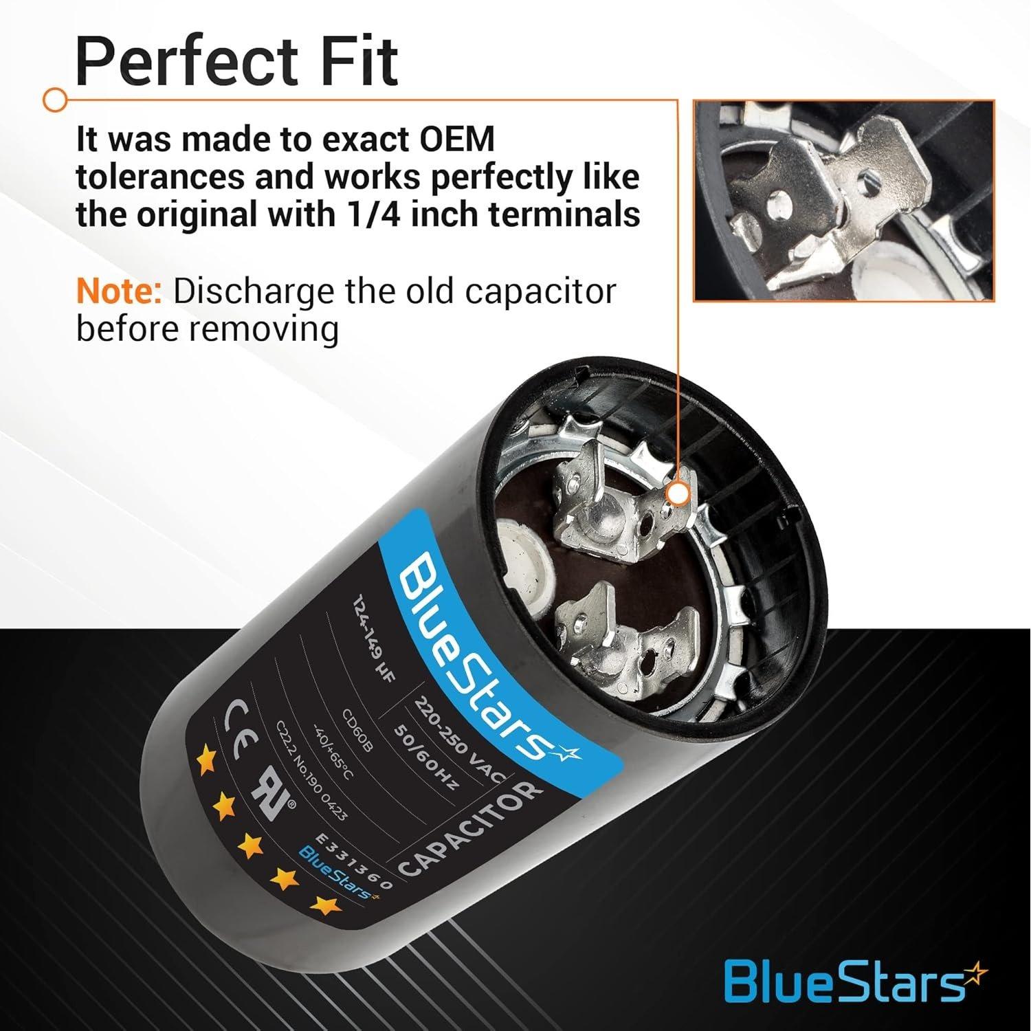 [Lifetime Warranty] 124-149 uF MFD 220-250 VAC Round Start Capacitor - Fits AC Motor Run, Fan Start, Heat Pump - Pack of 2 image 4