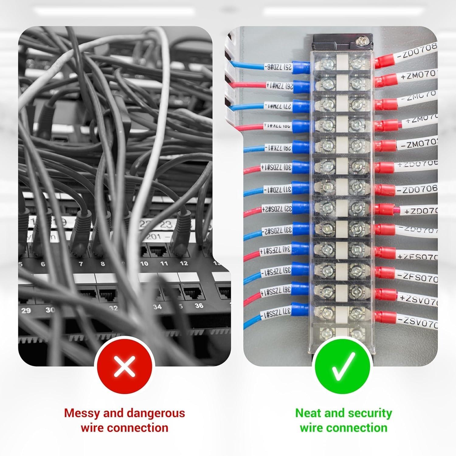 [Lifetime Warranty] 5-pack 6 Positions Terminal Strip Blocks 600V 25A with Cover and 5-pack 400V 25A 6 Positions Pre-Insulated Terminals Barrier Strip image 1