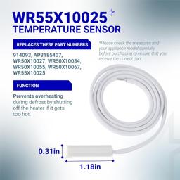 [Lifetime Warranty] WR51X10055 Refrigerator Defrost Heater, WR55X10025 Temperature Sensor and WR50X10068 Defrost Thermostat Replacement - Compatible with GE Hotpoint Refrigerators thumbnail 1