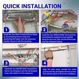[Lifetime Warranty] WR51X10055 Refrigerator Defrost Heater, WR55X10025 Temperature Sensor and WR50X10068 Defrost Thermostat Replacement - Compatible with GE Hotpoint Refrigerators thumbnail 7