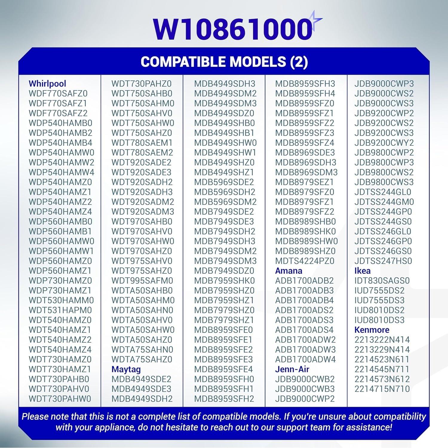 [Lifetime Warranty] W10861000 Dishwasher Detergent Dispenser - Compatible with Whirlpool Kitchenaid Dishwasher WDT730PAHZ0 - Replaces W10620296 W10620298 W10620297 PS11731570 image 1