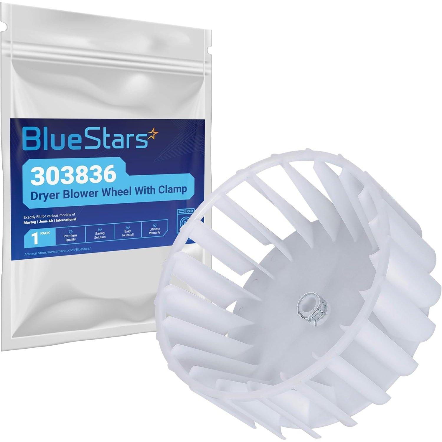 [Lifetime Warranty] Y303836 303836 Dryer Blower Wheel With Clamp Replacement - Compatible with Maytag Jenn-Air International Dryers - Replaces 1245880 AP4294048 image 0
