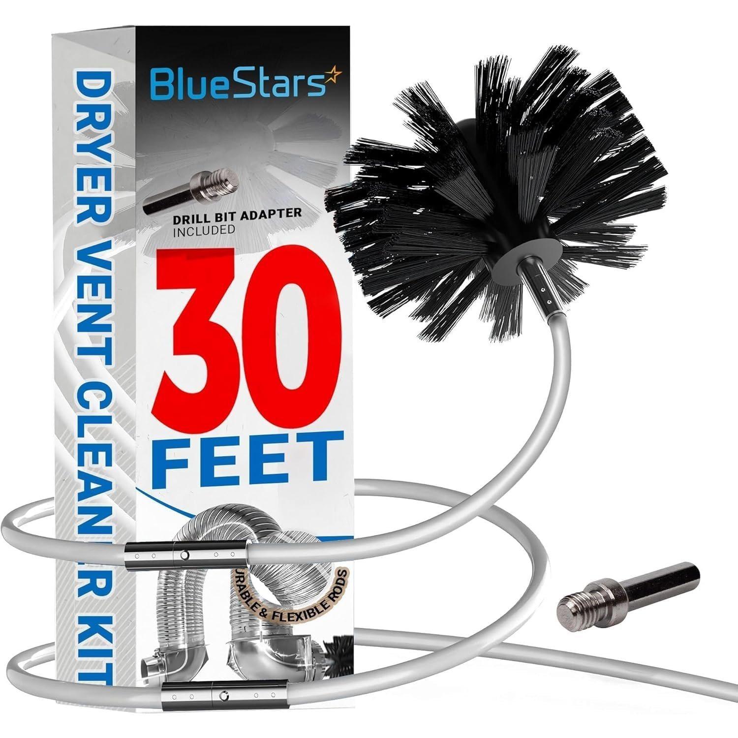 [Lifetime Warranty] 30 Feet Dryer Vent Cleaner Kit with Drill Attachment - Extendable Dryer Vent Cleaner Kit with Brush & 22 Detachable Rods image 0