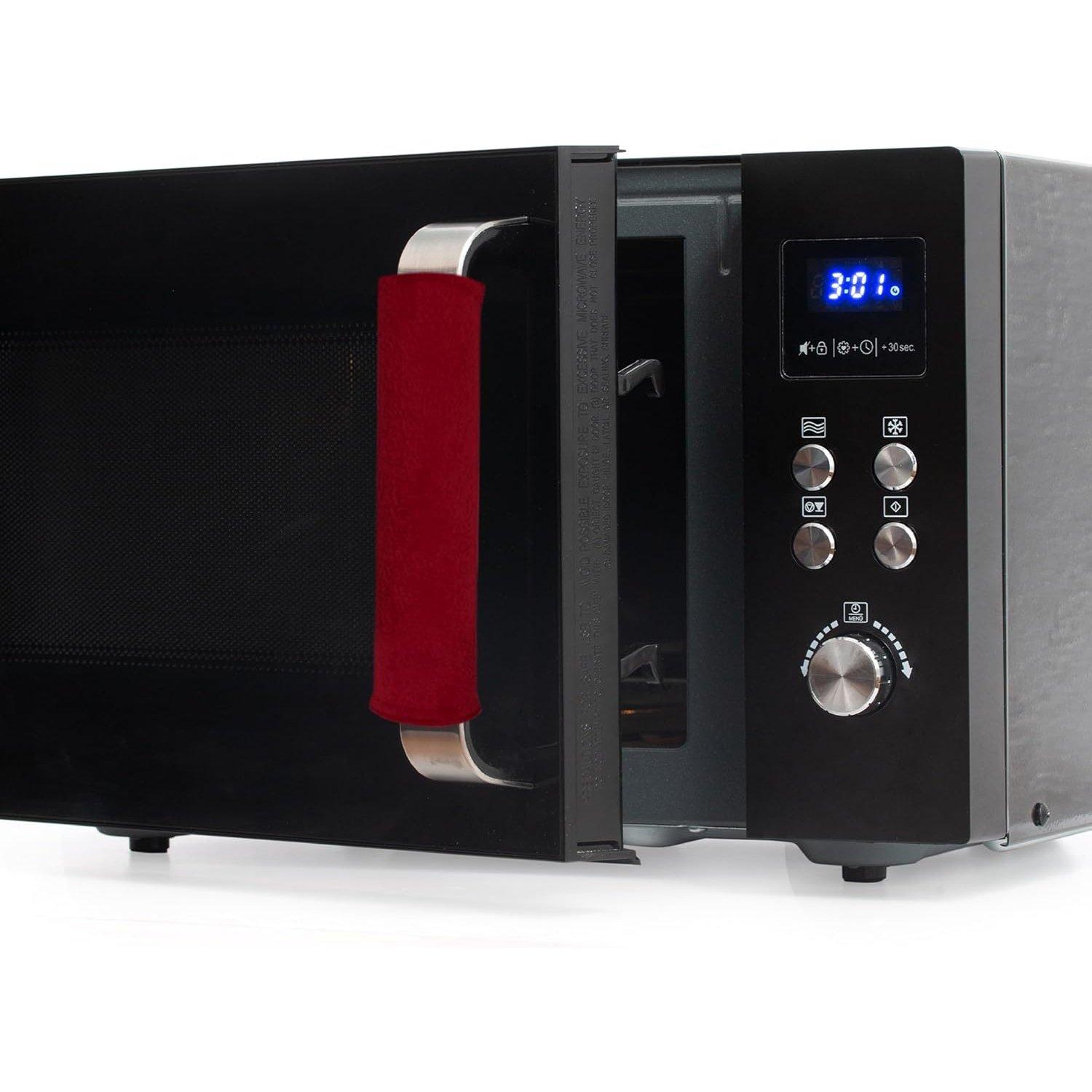 [Lifetime Warranty] Microwave Door Handle Covers, Keep Your Kitchen Appliances Clean from Smudges, Drips, Food Stains, Oil, Decor Protector for Ovens, Microwaves, Cabinets Pull (Red) - Pack of 4 image 0