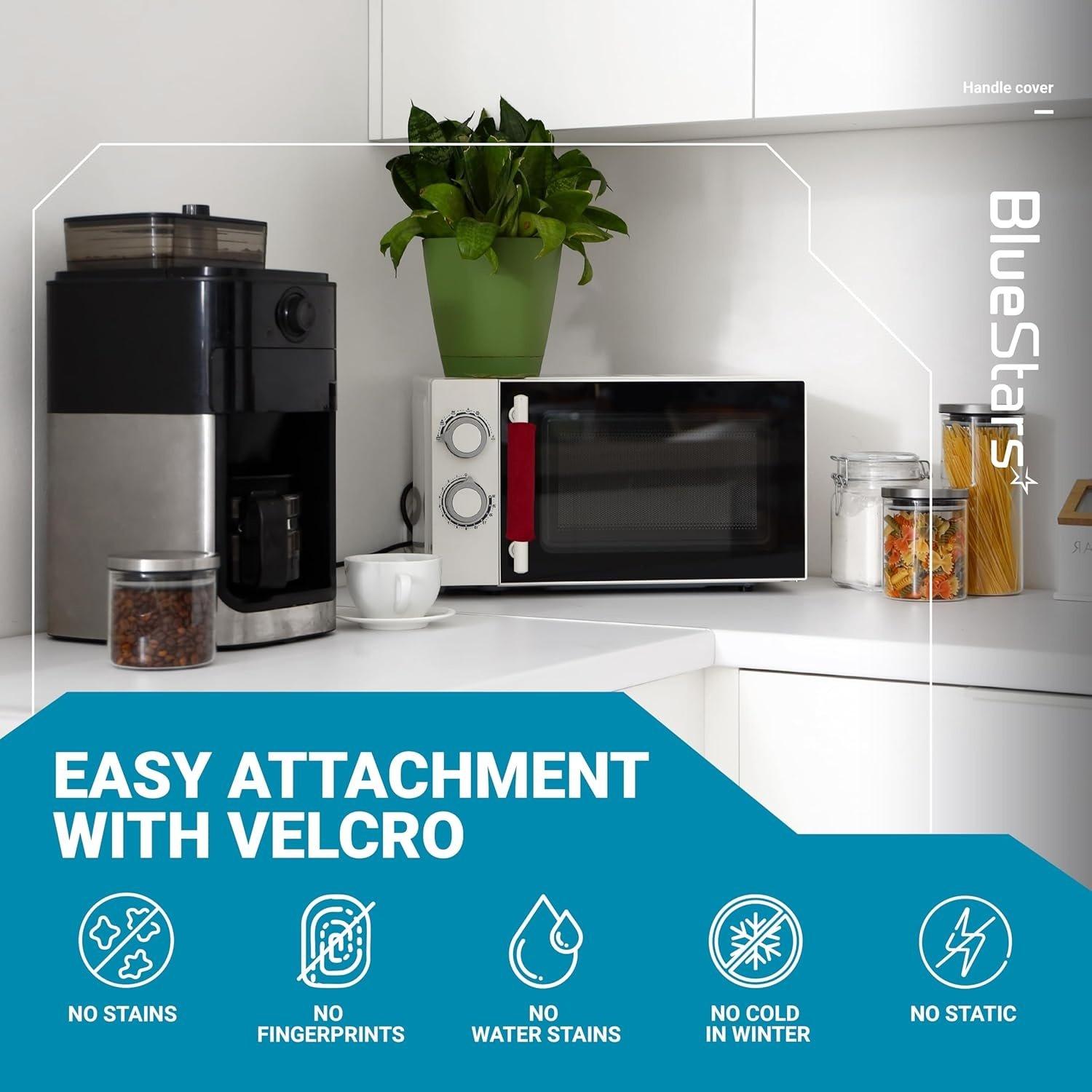 [Lifetime Warranty] Microwave Door Handle Covers, Keep Your Kitchen Appliances Clean from Smudges, Drips, Food Stains, Oil, Decor Protector for Ovens, Microwaves, Cabinets Pull (Red) - Pack of 4 image 5