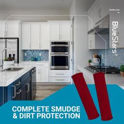 [Lifetime Warranty] Microwave Door Handle Covers, Keep Your Kitchen Appliances Clean from Smudges, Drips, Food Stains, Oil, Decor Protector for Ovens, Microwaves, Cabinets Pull (Red) - Pack of 4 thumbnail 2