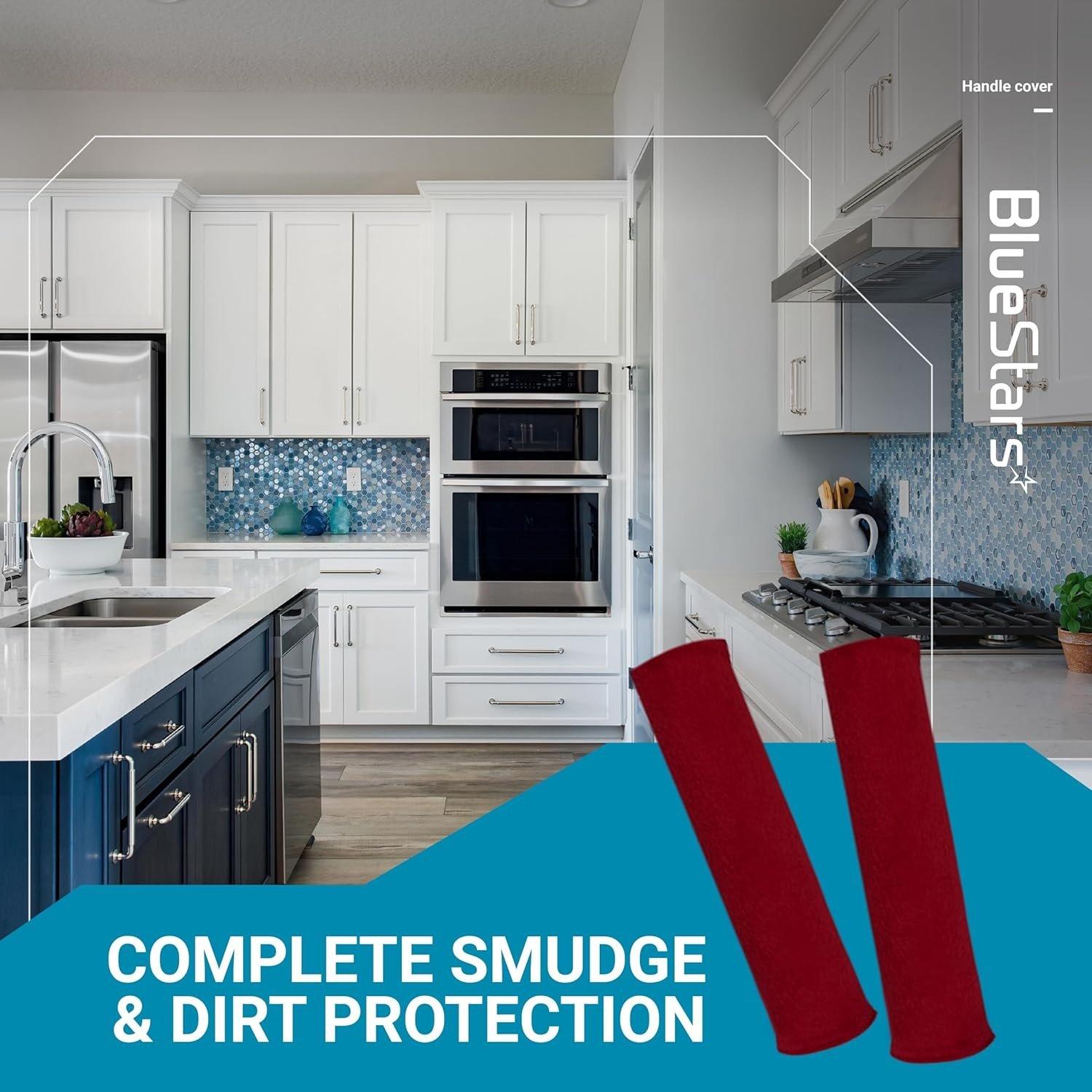 [Lifetime Warranty] Microwave Door Handle Covers, Keep Your Kitchen Appliances Clean from Smudges, Drips, Food Stains, Oil, Decor Protector for Ovens, Microwaves, Cabinets Pull (Red) - Pack of 4 image 2