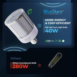 [Lifetime Warranty] 2-pack 40W E26 LED Corn Light Bulbs E26 Medium Base 2900 Lumens Super Bright (280W Equivalent) thumbnail 7