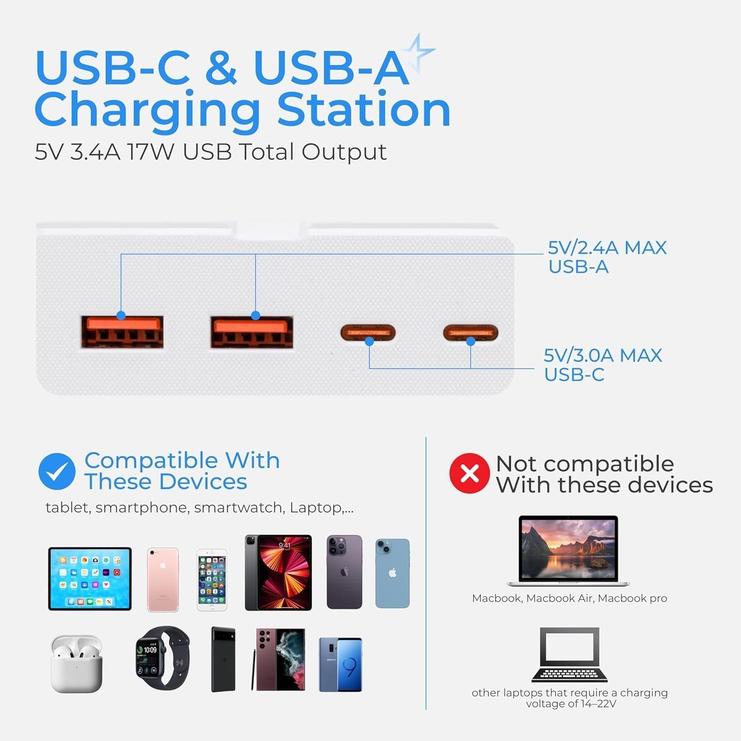 Short Extension Cord 1Ft - 8 Outlets Small Power Strip Flat Plug Surge Protector with 4 USB (5V 3.4A 17W), Multi Plug Wall Outlet Splitter, Short Cord Outlet Extender for Home Office Dorm Collages image 5