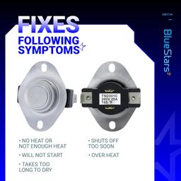 [Lifetime Warranty] WP3387134 3387134 Dryer Cycling Thermostat - Compatible with Whirlpool Kenmore Dryers - Replaces AP6008270 306910 3387135 3387139 ET187 PS11741405 - Pack of 2 thumbnail 1