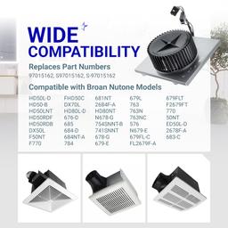 S97015162 Fan Motor Assembly for Bathroom Exhaust Fans 8" x 8-1/4" Housing 80CFM 2.5 Sones thumbnail 4