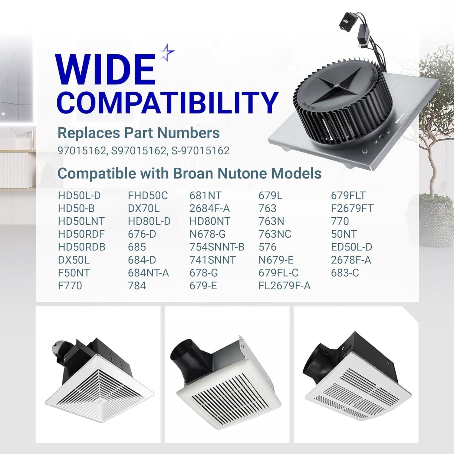 S97015162 Fan Motor Assembly for Bathroom Exhaust Fans 8" x 8-1/4" Housing 80CFM 2.5 Sones image 4