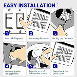 S97015162 Fan Motor Assembly for Bathroom Exhaust Fans 8" x 8-1/4" Housing 80CFM 2.5 Sones thumbnail 1