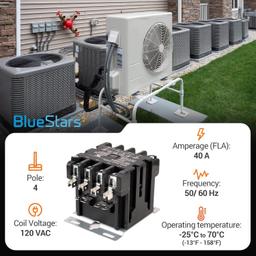 4 Pole Contactor 40 Amp 120 VAC Coil, Pack of 2 thumbnail 5