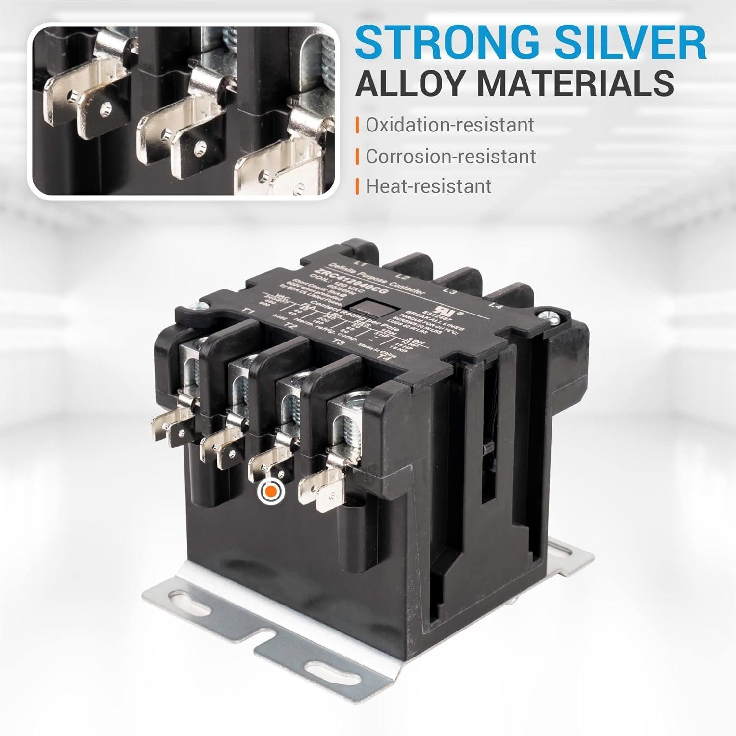 4 Pole Contactor 40 Amp 120 VAC Coil, Pack of 2 image 4
