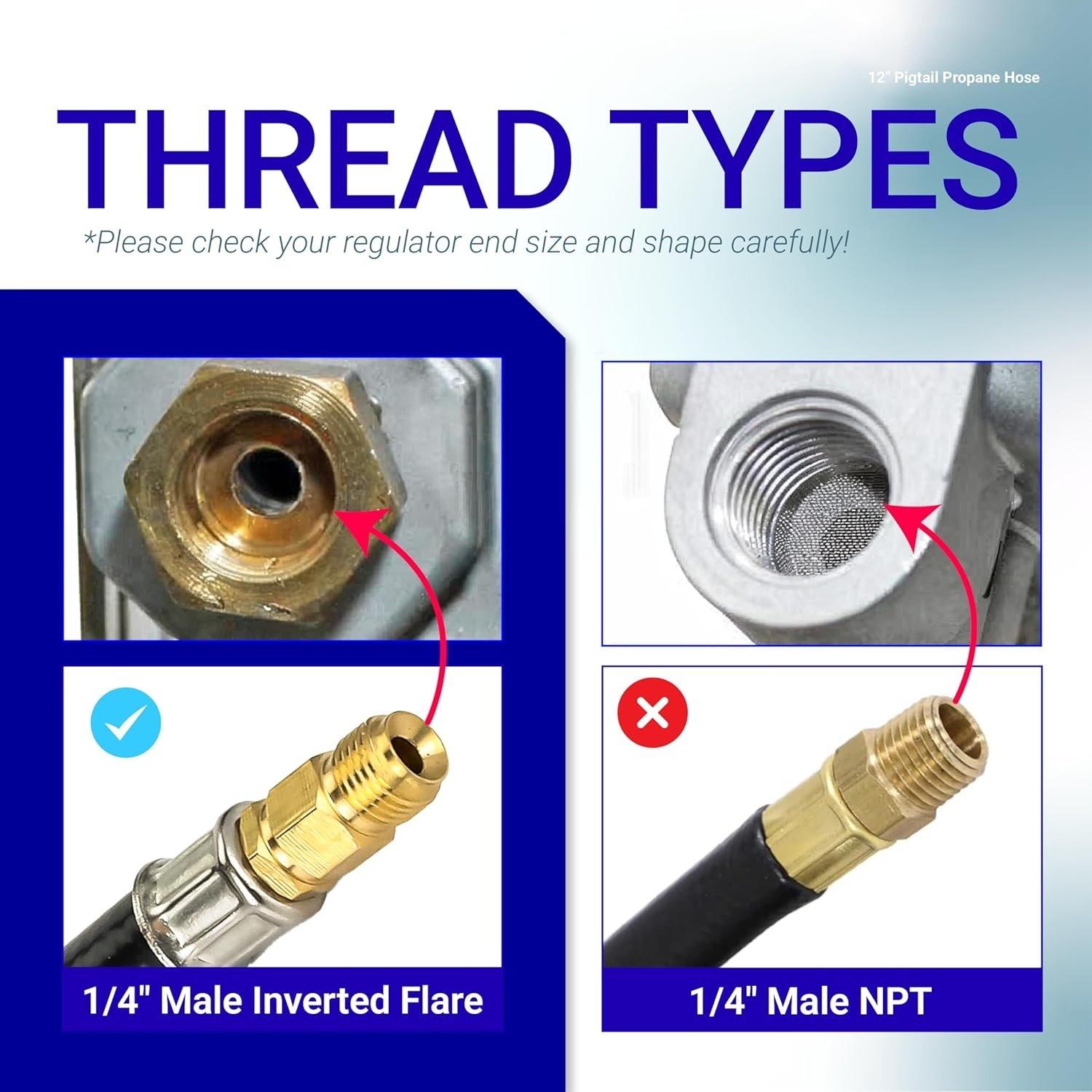 [Lifetime Warranty] 12-inch RV Pigtail Propane Hose QCC1 Connector and a 1/4 Inverted Male Flare image 7