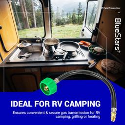 [Lifetime Warranty] 12-inch RV Pigtail Propane Hose QCC1 Connector and a 1/4 Inverted Male Flare thumbnail 2